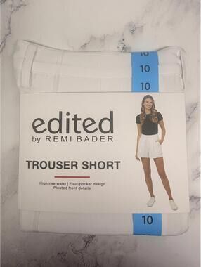 Edited by Remi Bader Trouser Shorts Size 10 White High Rise Pleated NWT